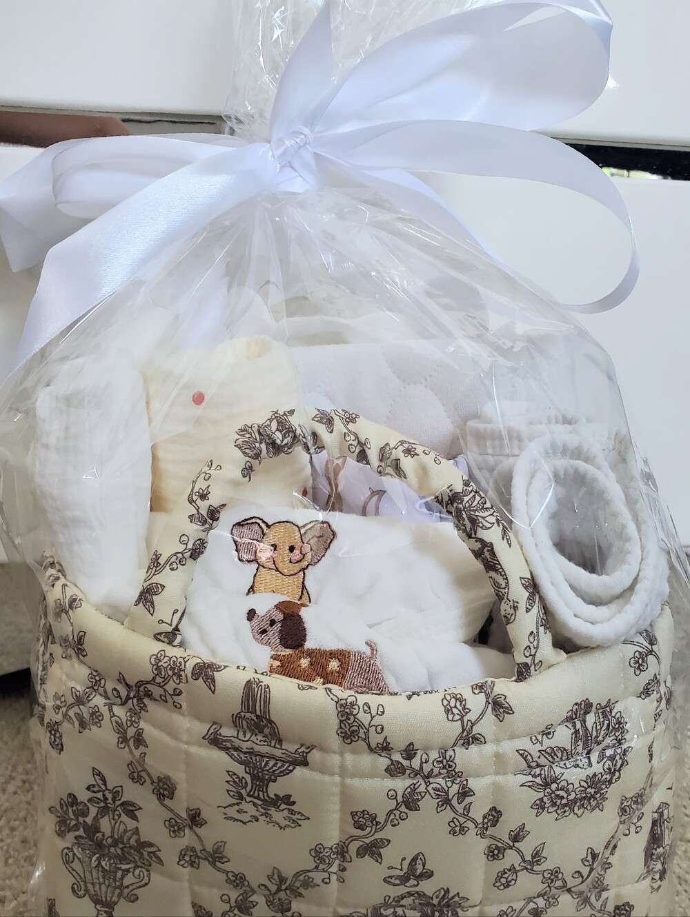 Mini Luxury Baby Gift Basket Thoughtfully Curated Neutral Newborn Essentials - Picture 1 of 11